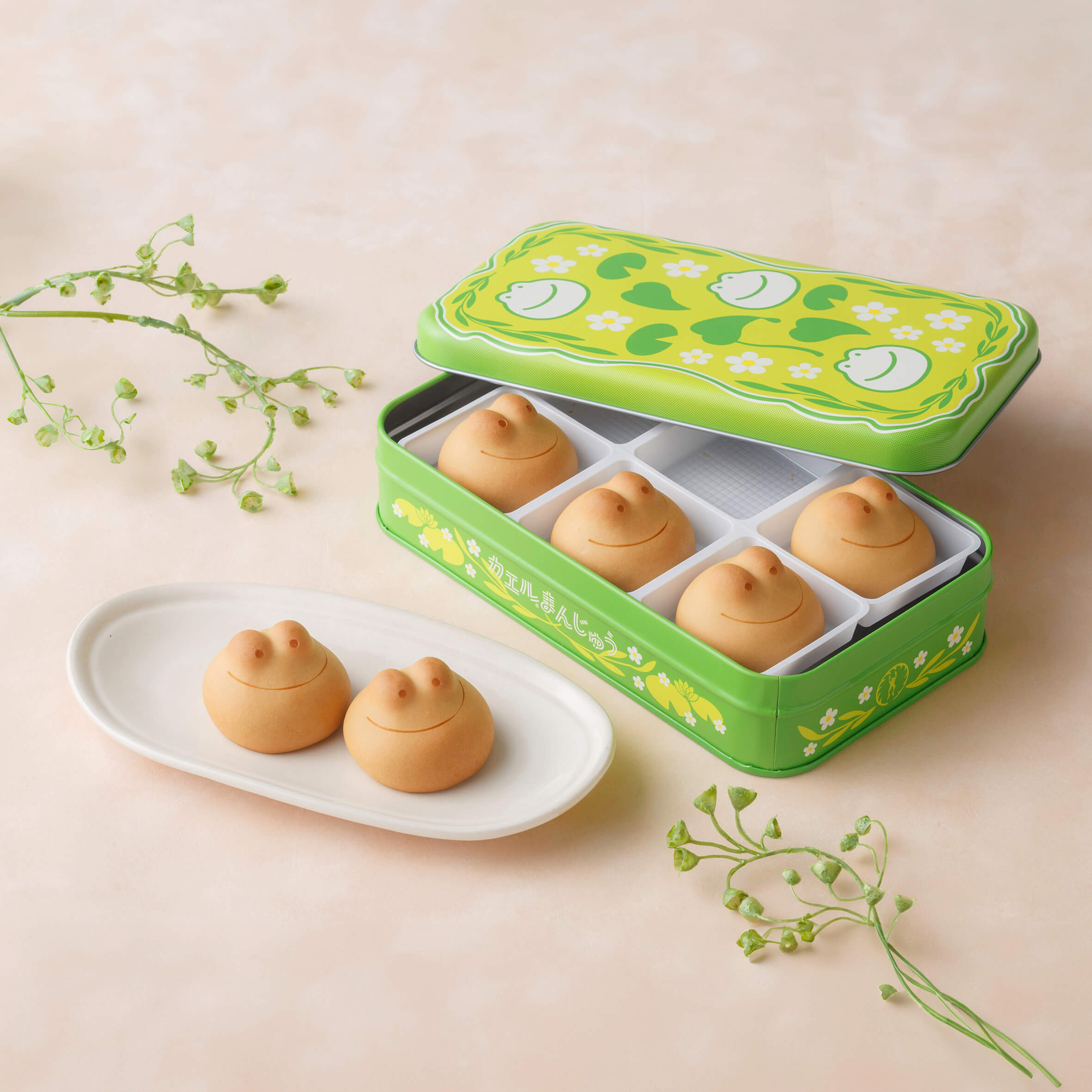 カエルまんじゅう こしあん 6個入 フラワー缶」販売のお知らせ| 最新の 